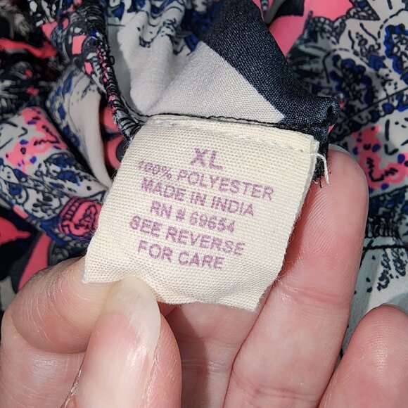 Women's Tea Rose Boutique Colorful Flowy Shorts XL Pockets Dressy Casual Pink Bl - Picture 6 of 6